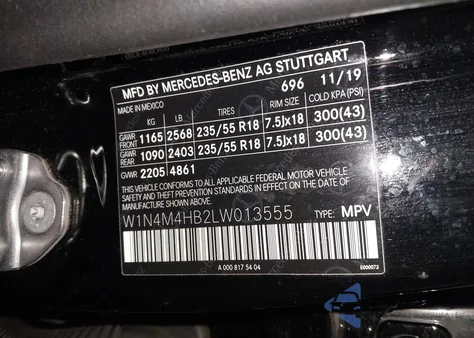 2020 Mercedes-Benz Glb 250 4Matic from USA, damaged, VIN W1N4M4HB2LW013555